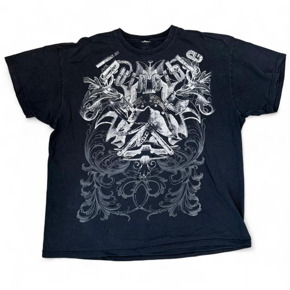 Vintage Ink Invincible Distressed Navy Graphic Tee Men's 2X Skater Grunge Y2K